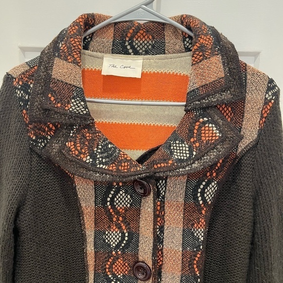 The Cove Womens Long Jacket Size S Bohemian Button Up Long sleeves Brown Aztec - Picture 4 of 9